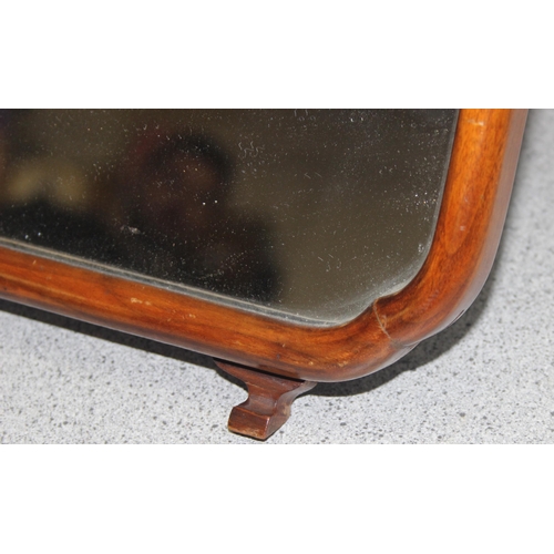 291 - Vintage wooden framed easel backed table top mirror with shell decoration, approx 36 x 25cm