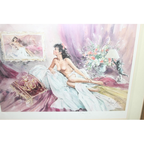 420A - 2 prints: Gordon King (1939-2023) limited edition print in frame of a semi-nude lady 198/850, signed... 