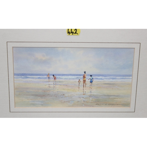 442 - 2 original watercolours and a print, incl: after Francis Calcroft Turner, Charles Hunt, The Young En... 