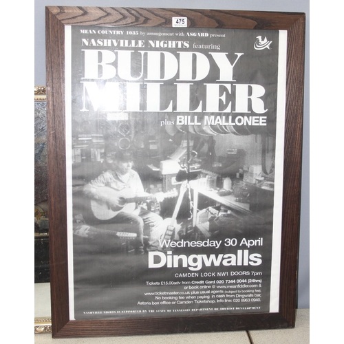 475 - Mix of pictures and mirrors, to incl Starsky & Hutch mirror, Buddy Miller poster etc, largest approx... 