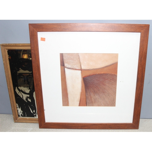 475 - Mix of pictures and mirrors, to incl Starsky & Hutch mirror, Buddy Miller poster etc, largest approx... 