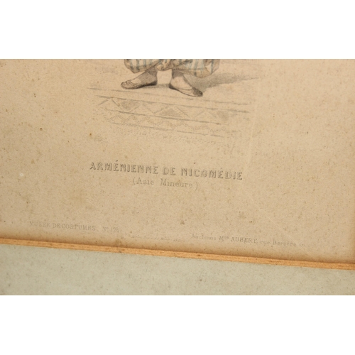 477 - 2 x antique hunting prints with hand-coloured decoration, and 2 French fashion prints, largest appro... 