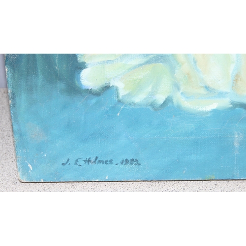 478 - 3 original unframed oil on canvas of females, largest approx 76cm x 61cm