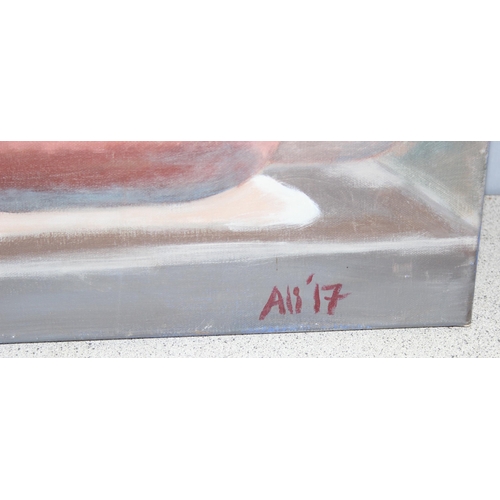 478 - 3 original unframed oil on canvas of females, largest approx 76cm x 61cm