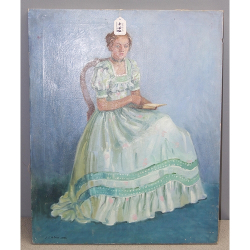 478 - 3 original unframed oil on canvas of females, largest approx 76cm x 61cm