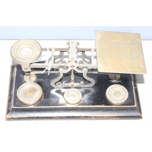 684 - 2 sets of vintage postal scales with weights, one by Sampson Mordan & Co