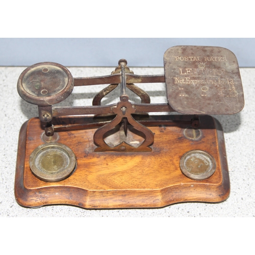 684 - 2 sets of vintage postal scales with weights, one by Sampson Mordan & Co