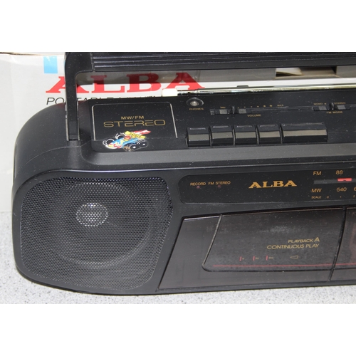 758 - Retro Fidelity Radio record player and an Alba cassette player in box