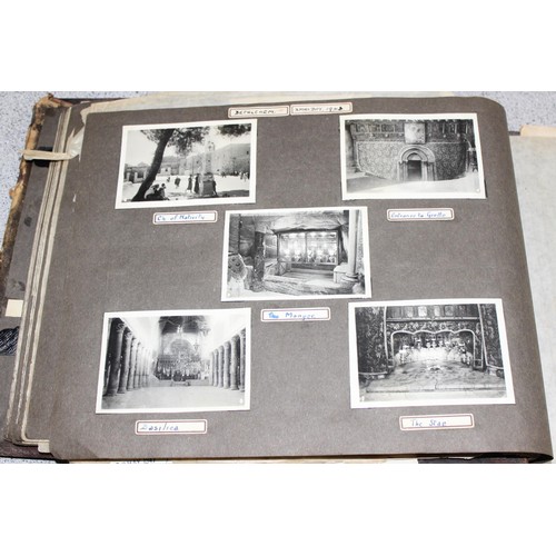 1416 - A vintage WW2 period photograph album and contents, some military interest to inc Egypt and the Midd... 