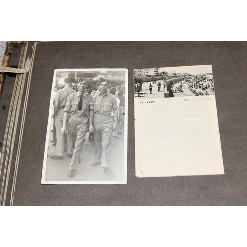 1416 - A vintage WW2 period photograph album and contents, some military interest to inc Egypt and the Midd... 