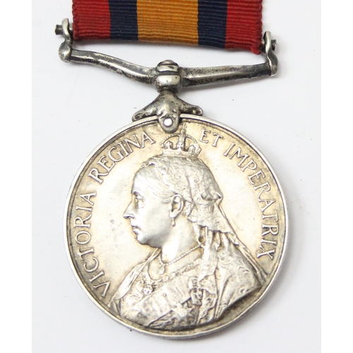 1470 - A Boer War QSA medal, awarded to 6547 Private T Simms of the Wiltshire Regiment, with ribbon