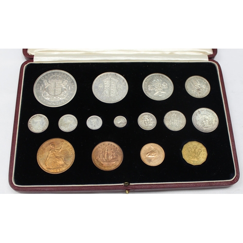 1200 - King George VI 1937 specimen coin set, fifteen coins from farthing to crown including Maundy money, ... 