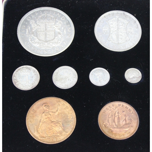 1200 - King George VI 1937 specimen coin set, fifteen coins from farthing to crown including Maundy money, ... 