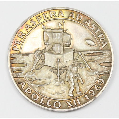 1205 - A rare 0.999 fine silver medallion commemorating the Apollo XII 1969 mission, marked and XRF confirm... 