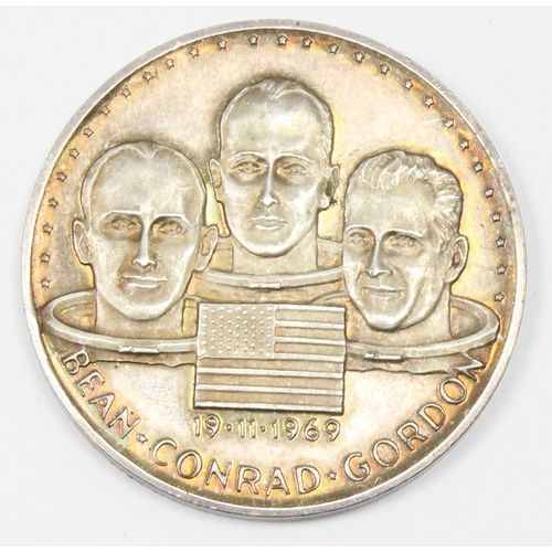 1205 - A rare 0.999 fine silver medallion commemorating the Apollo XII 1969 mission, marked and XRF confirm... 