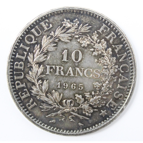 1206 - 1965 French 10 Franc silver coin, proof-like strike, approx 25.01g gross