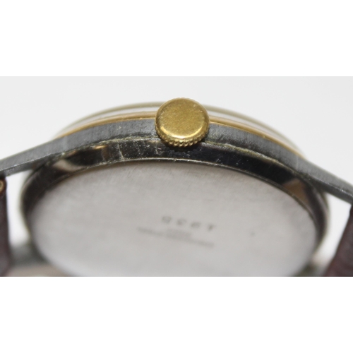 1310 - Vintage Roamer wrist watch with mechanical movement and gold plated case, with leather strap, approx... 