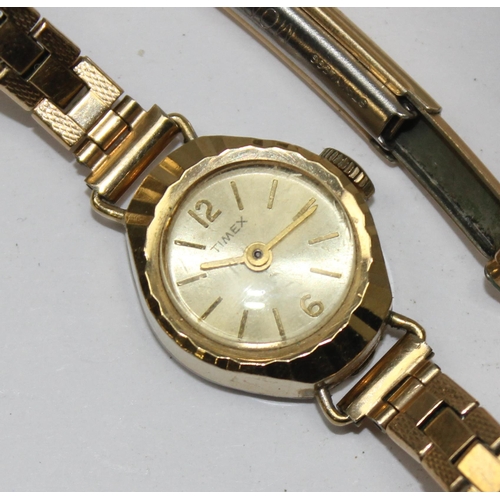 1328 - A vintage gold plated ladies Bucherer cocktail watch and a gold plated Timex watch