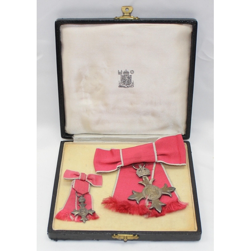 1400 - A pre-1952 period female MBE medal and miniature, in original Royal Mint box