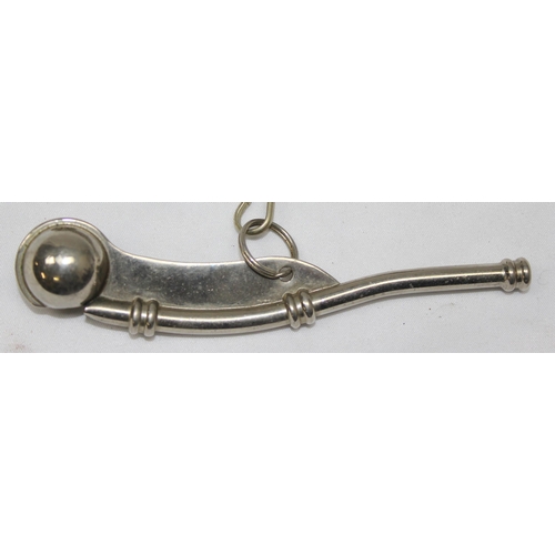 1413 - A military marked Bosun's Whistle and chain, Royal Navy