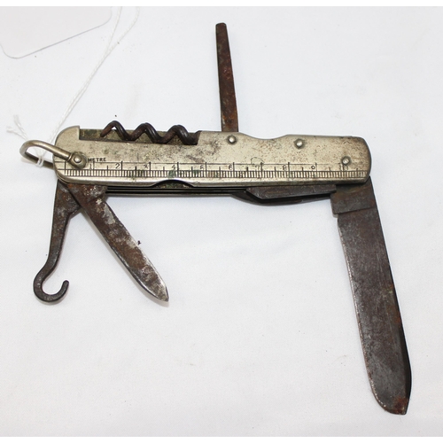 1417 - An unusual vintage folding knife with ruler scale scales, the ricasso marked for Long of Oxford 