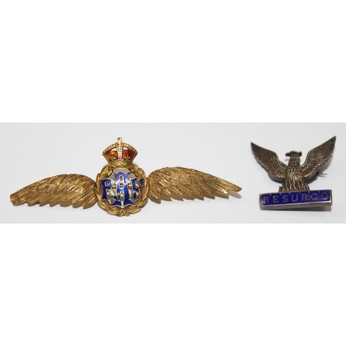 1463 - 15ct gold RAF Sweetheart brooch with Kings Crown and enamel decoration, marked and XRF confirmed, ap... 