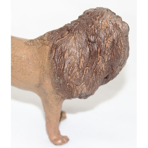 1695 - A Bergmann style cold painted metal model of a standing lion, amphora with B mark to base, approx 10... 