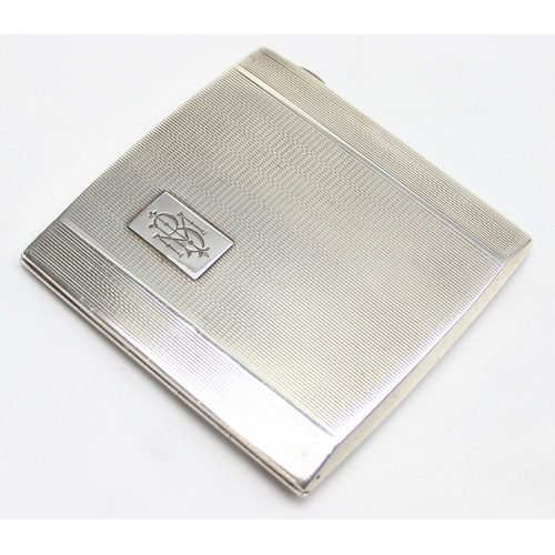 1001 - An Art Deco period silver card case with engine turned decoration, Birmingham 1934 by S.M. Levi Limi... 