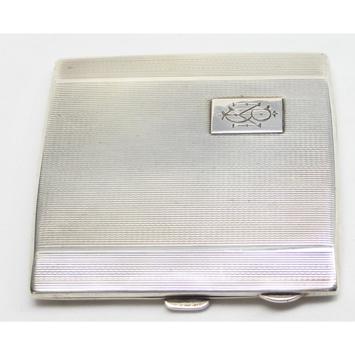 1001 - An Art Deco period silver card case with engine turned decoration, Birmingham 1934 by S.M. Levi Limi... 