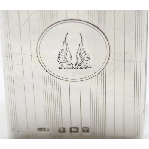 1003 - An antique silver matchbox cover with pinstripe decoration, Birmingham 1920 by Hassett & Harper, app... 