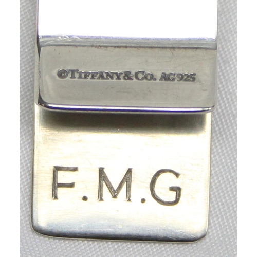 1005 - Tiffany & Co silver money clip, engraved FMG, marked and XRF confirmed, approx 19.61g gross