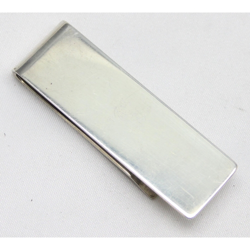 1005 - Tiffany & Co silver money clip, engraved FMG, marked and XRF confirmed, approx 19.61g gross