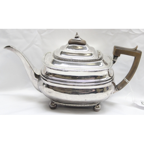 1033 - A George III period silver teapot, London 1810 by Alice & George Burrows II, approx 27cm wide, appro... 