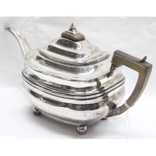 1033 - A George III period silver teapot, London 1810 by Alice & George Burrows II, approx 27cm wide, appro... 