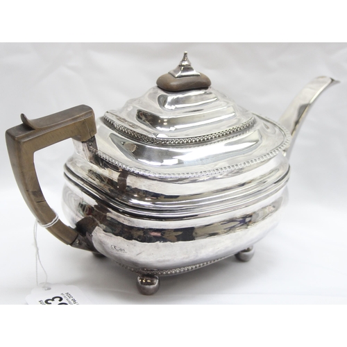 1033 - A George III period silver teapot, London 1810 by Alice & George Burrows II, approx 27cm wide, appro... 