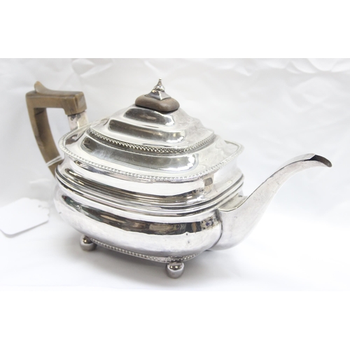 1033 - A George III period silver teapot, London 1810 by Alice & George Burrows II, approx 27cm wide, appro... 