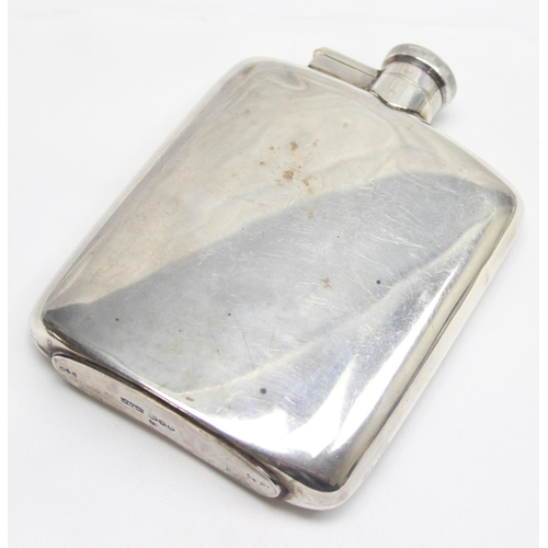 1036 - A vintage silver 3/4 pint hip flask of plain design, Sheffield 1944 by James Dixon & Sons, approx 13... 