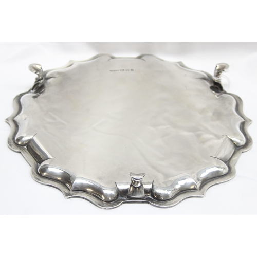 1041 - An antique silver salver or card tray of plain design, London 1922 by J.W. Benson Limited, approx 26... 