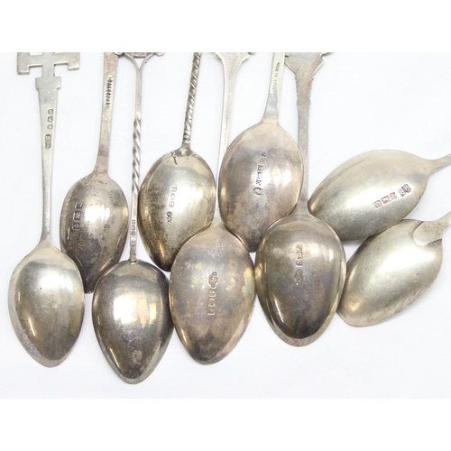 1049 - Qty of assorted silver collectors spoons, some with enamel decoration, all with full English hallmar... 