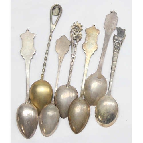 1051 - Qty of assorted silver collectors spoons, some with enamel decoration, mostly marked but all XRF tes... 