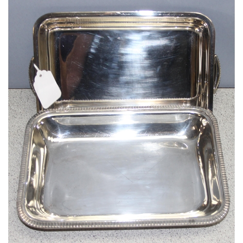 1053 - Mix of silver-plated items to incl serving dish and food warmer, approx 2.6kg gross