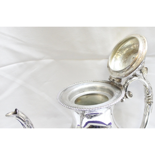 1056 - A highly decorated antique 4 piece silver-plated tea set to include tea pot, hot water jug, sugar an... 