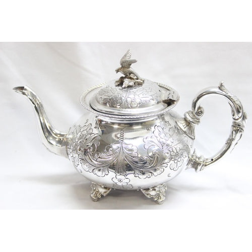 1056 - A highly decorated antique 4 piece silver-plated tea set to include tea pot, hot water jug, sugar an... 