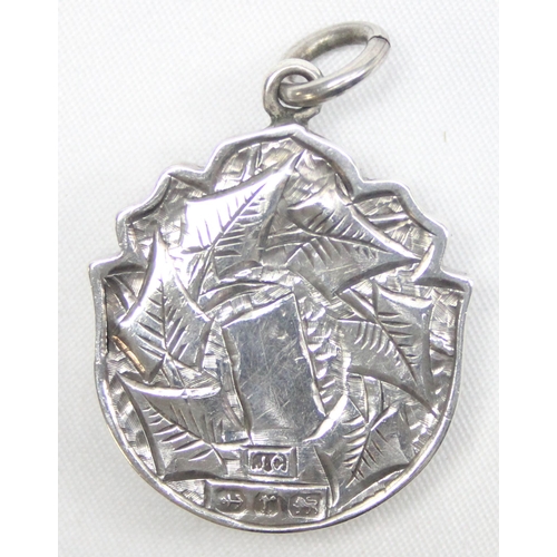 1057 - An antique silver mounted fob compass, Birmingham 1891 by John Clifford, approx 25mm wide