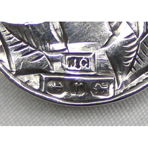 1057 - An antique silver mounted fob compass, Birmingham 1891 by John Clifford, approx 25mm wide