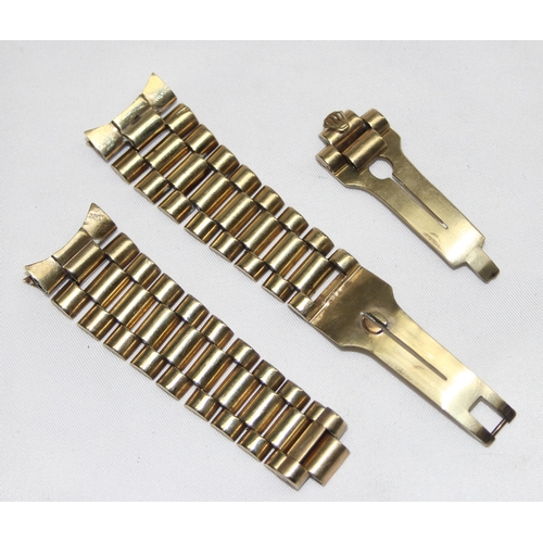 1100 - 9ct gold watch strap in pieces, marked 750 but XRF tests as 9ct gold, approx 38.98g gross