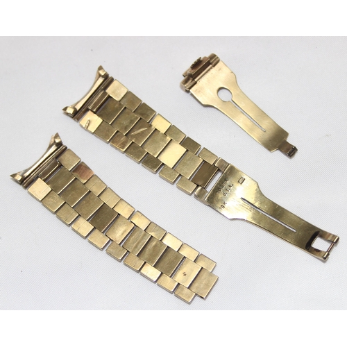 1100 - 9ct gold watch strap in pieces, marked 750 but XRF tests as 9ct gold, approx 38.98g gross