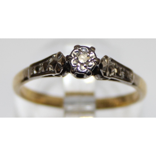 1125 - 18ct gold illusion set solitaire diamond ring, marked and XRF confirmed, approx size O, approx 2.63g... 