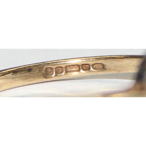 1134 - 9ct gold opal and diamond ring, marked and XRF confirmed, approx size M, approx 1.41g gross