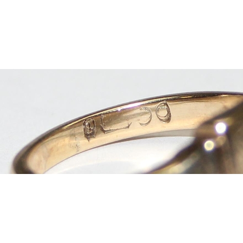 1157 - A vintage 9ct gold signet ring, marks rubbed but XRF confirmed, approx size N, approx 4.41g gross